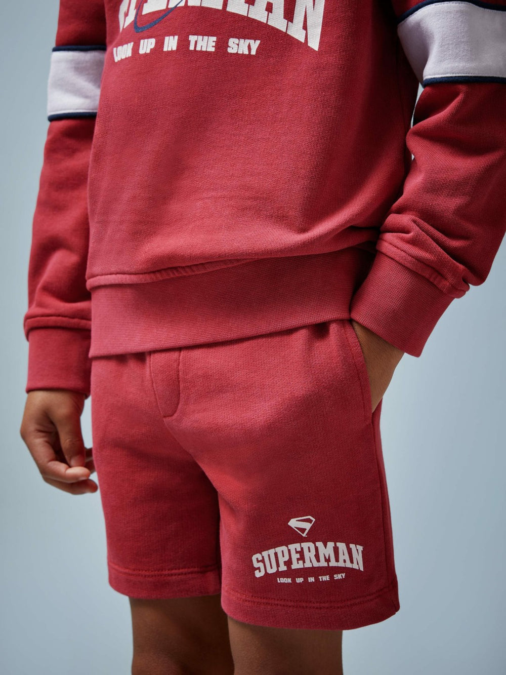 13-14 yrs Superman Cotton Logo Shorts in Red