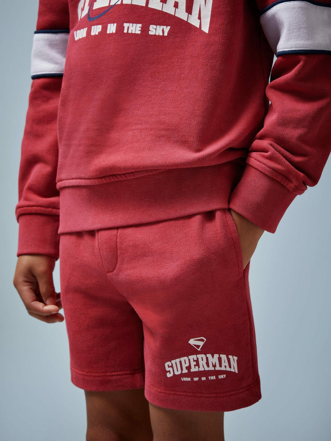 13-14 yrs Superman Cotton Logo Shorts in Red