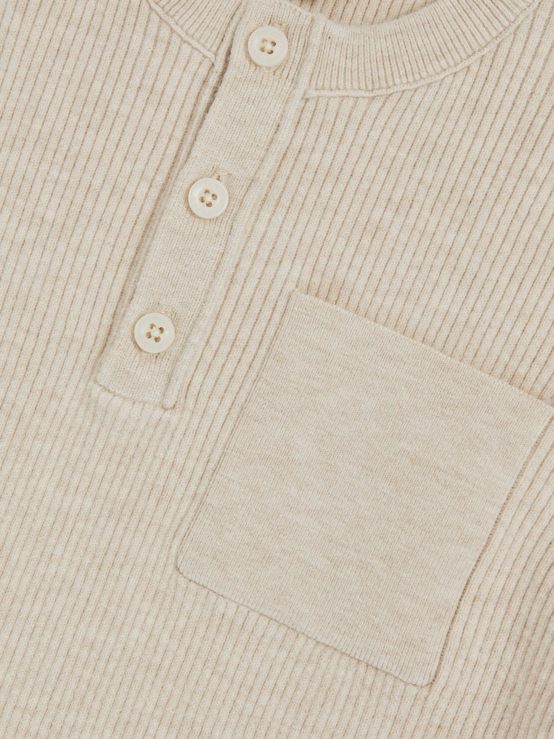 3-9 yrs Cotton-Blend Rib-Knit Henley Top in Oatmeal Melange