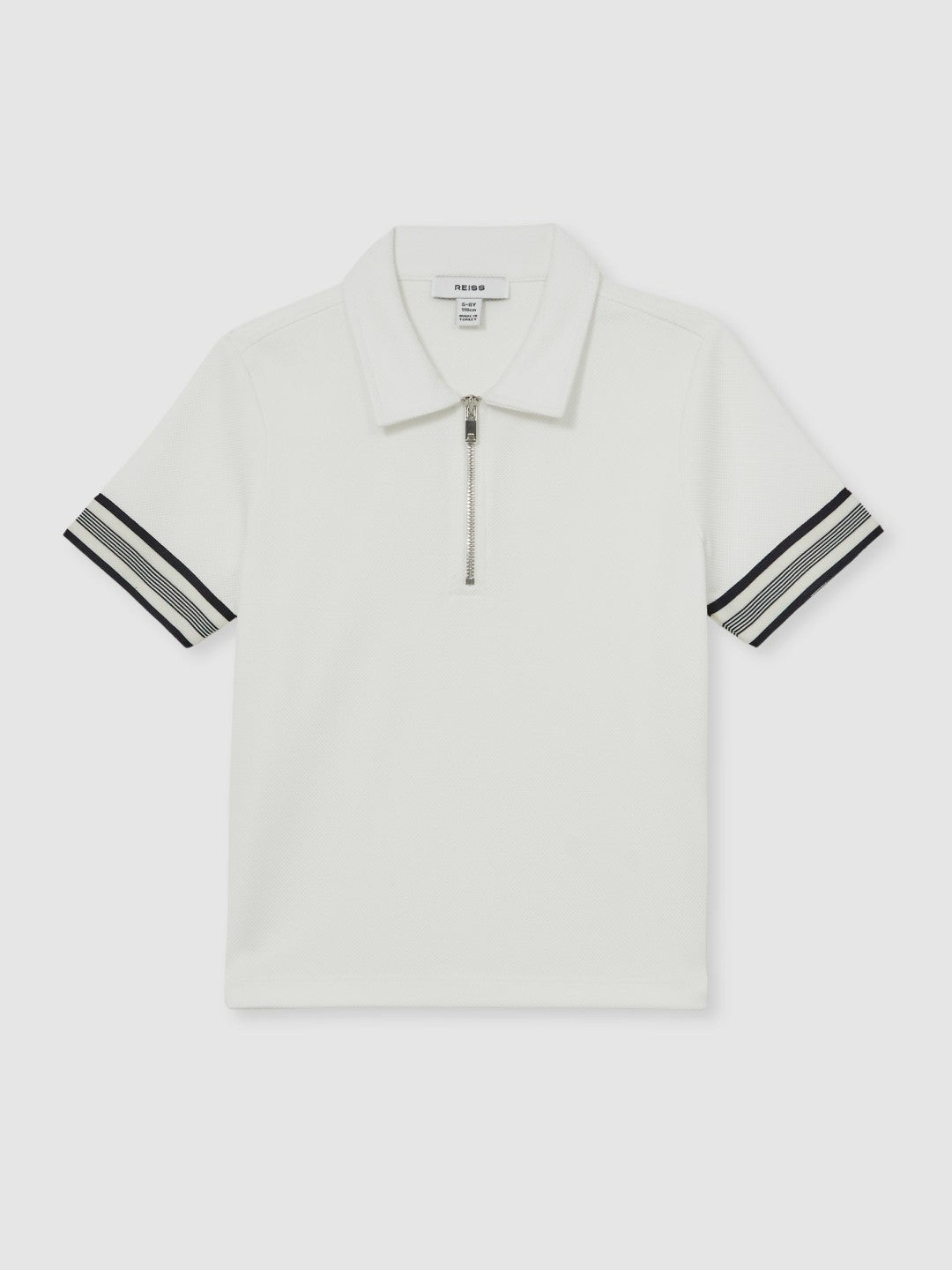 3-9 yrs Textured Half Zip Polo Shirt in White