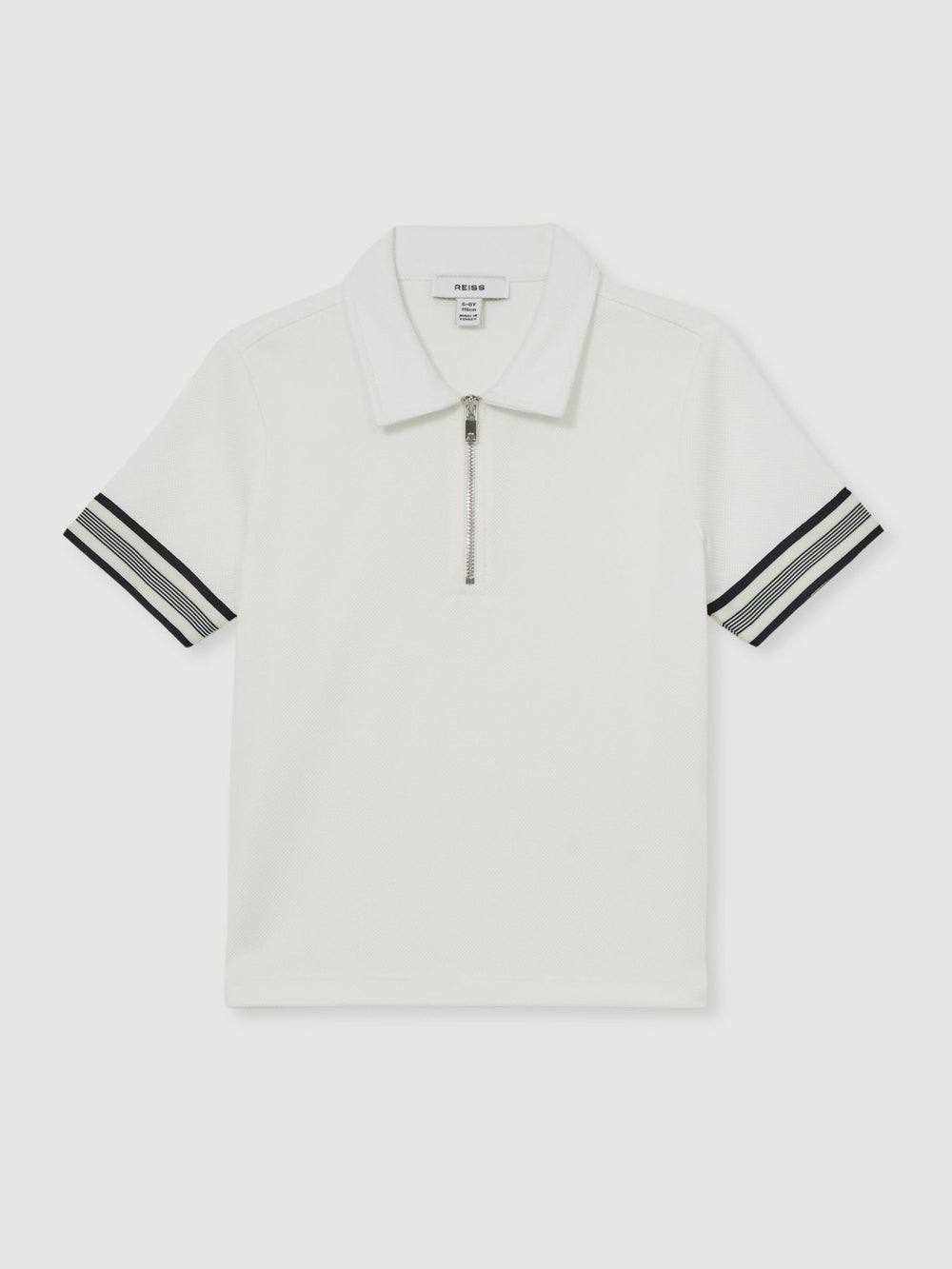 3-9 yrs Textured Half Zip Polo Shirt in White