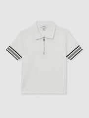 3-9 yrs Textured Half Zip Polo Shirt in White
