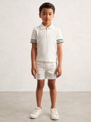 3-9 yrs Textured Half Zip Polo Shirt in White