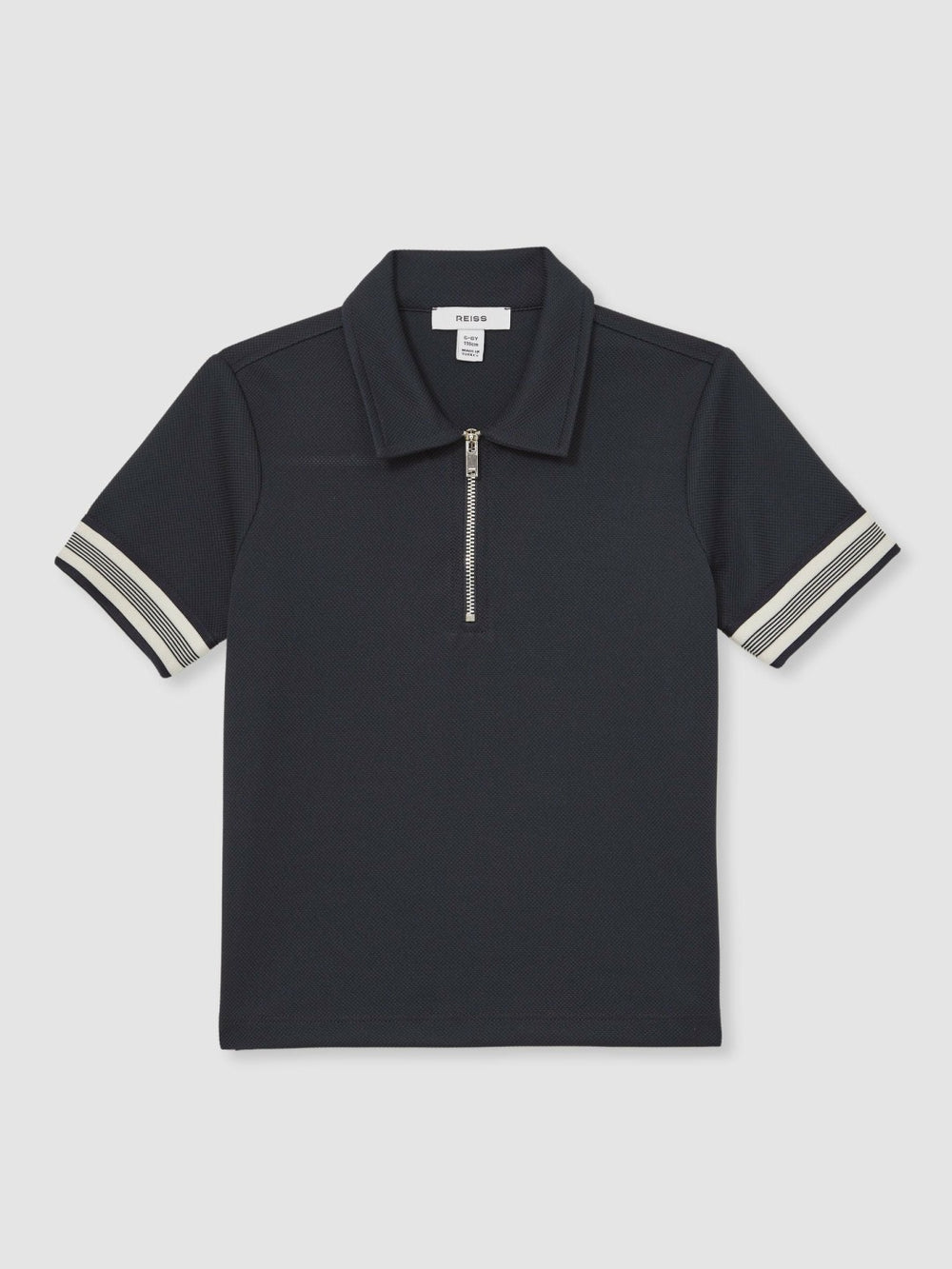 3-9 yrs Textured Half Zip Polo Shirt in Navy Blue
