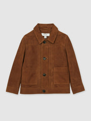 9-13 yrs Suede Worker Jacket in Tobacco Brown