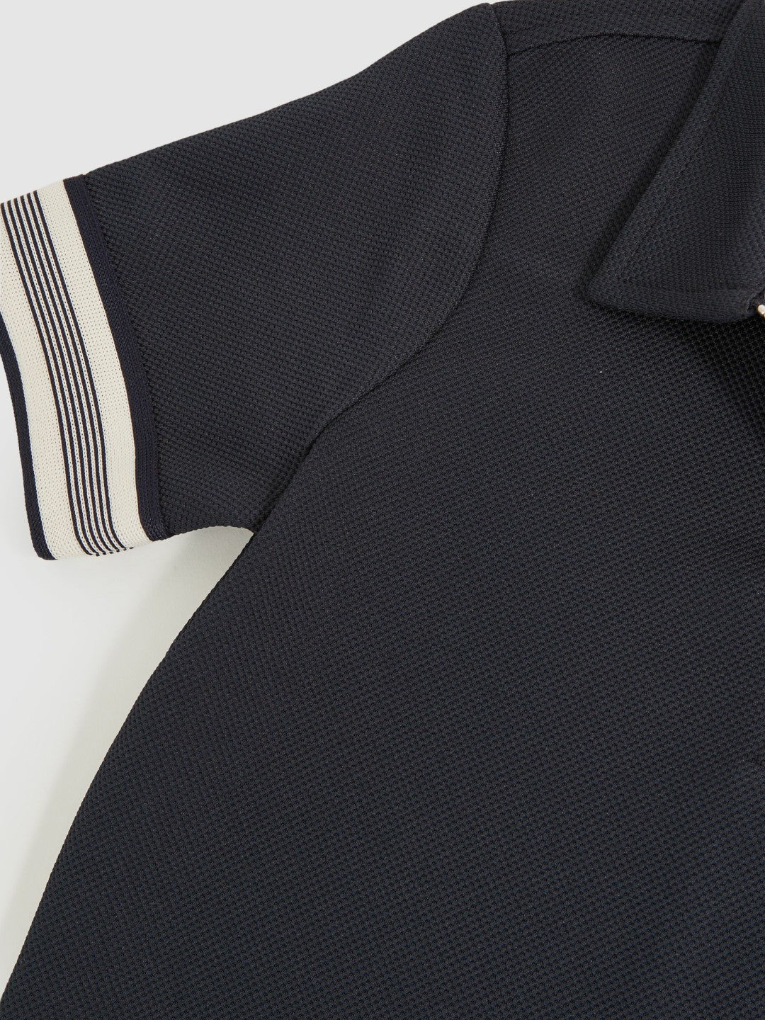 9-13 yrs Textured Half Zip Polo Shirt in Navy Blue