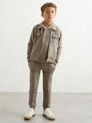 3-9 yrs Interlock Zip-Through Overshirt in Taupe Brown