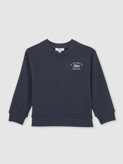 13-14 yrs Cotton Blend Motor Cars Sweatshirt in Washed Blue