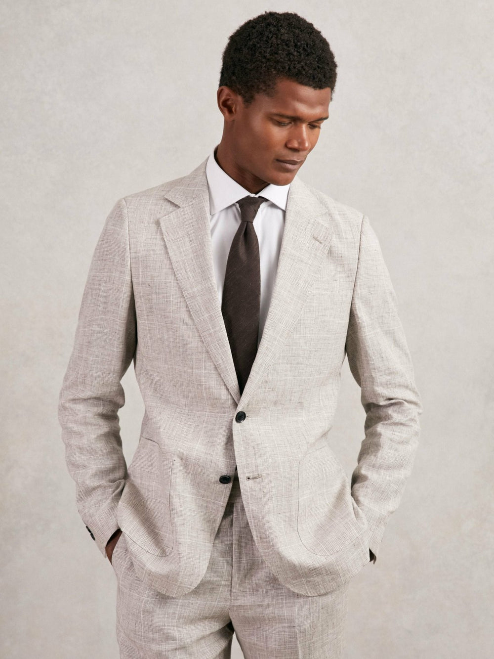 Silk Blend Textured Tie in Chocolate Brown