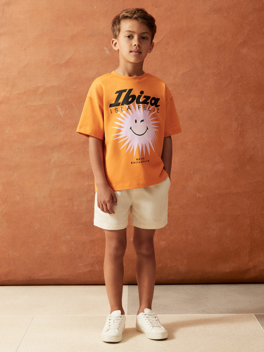 3-9 yrs SmileyWorld Sun Motif T-Shirt in Orange