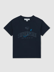 3-9 yrs Superman Raglan Logo T-Shirt in Navy Blue