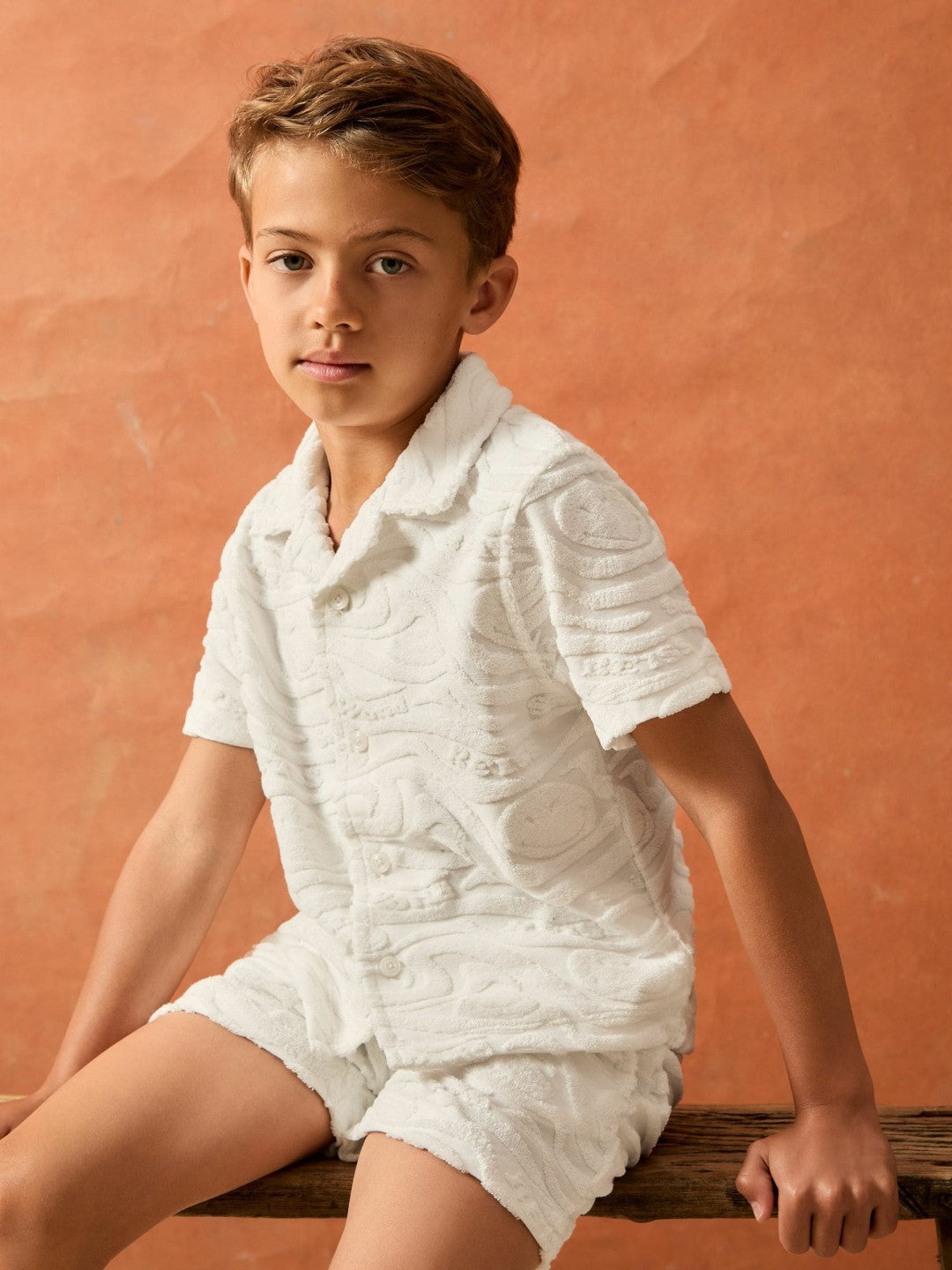 13-14 yrs SmileyWorld Wave Texture Shirt in White