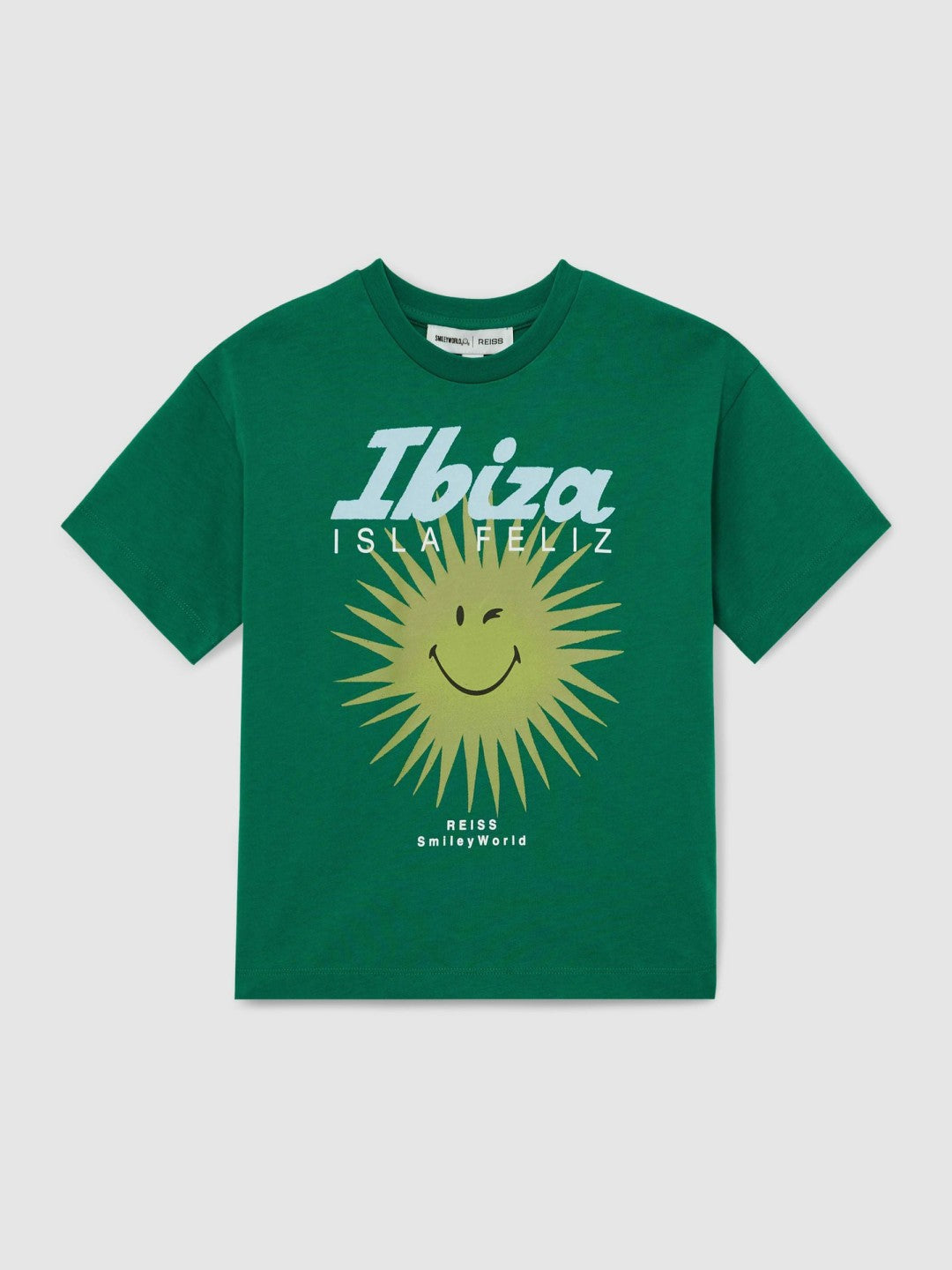 9-13 yrs SmileyWorld Sun Motif T-Shirt in Bright Green