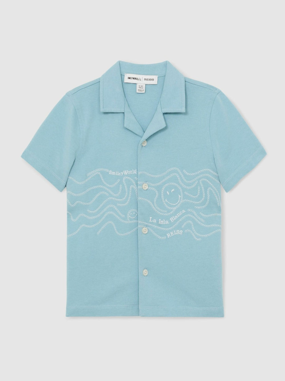 3-9 yrs SmileyWorld Embroidered Shirt in Sky Blue