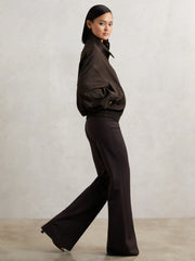 Wool Bomber Jacket in Chocolate Brown