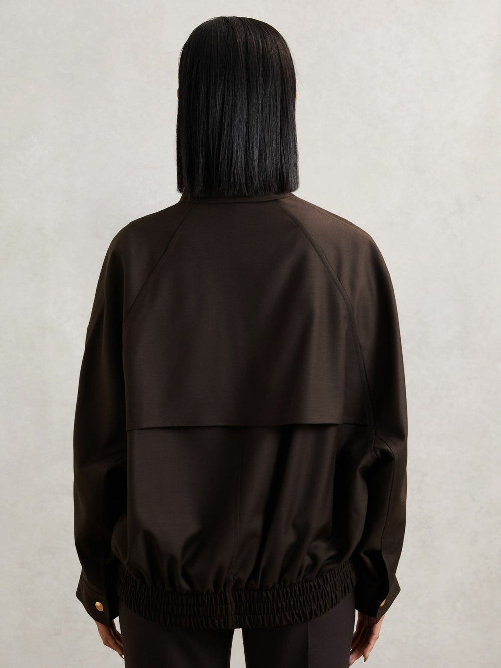 Wool Bomber Jacket in Chocolate Brown