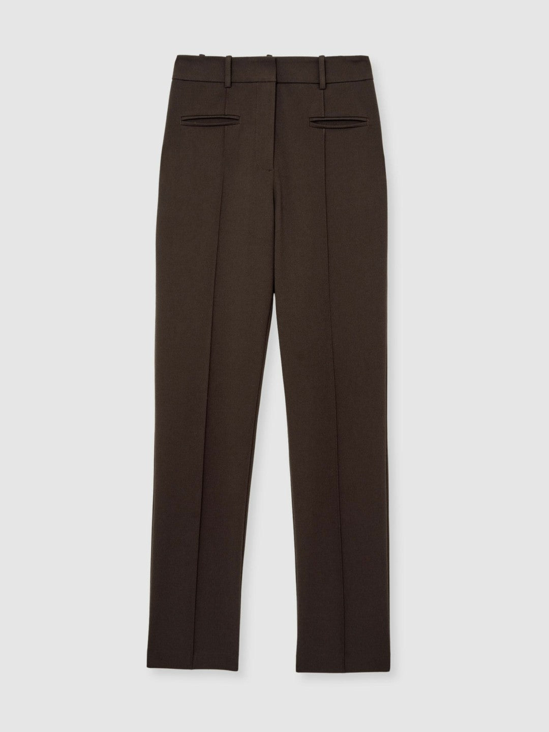 Pintuck Tapered Trousers in Chocolate Brown