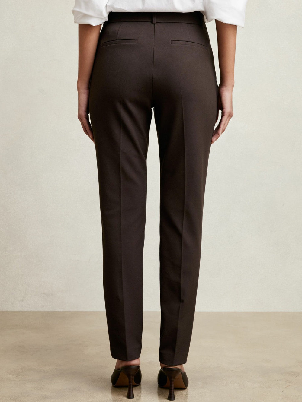 Pintuck Tapered Trousers in Chocolate Brown