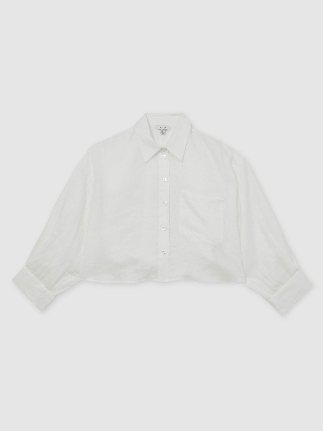 Oversize Linen Cropped Shirt in White