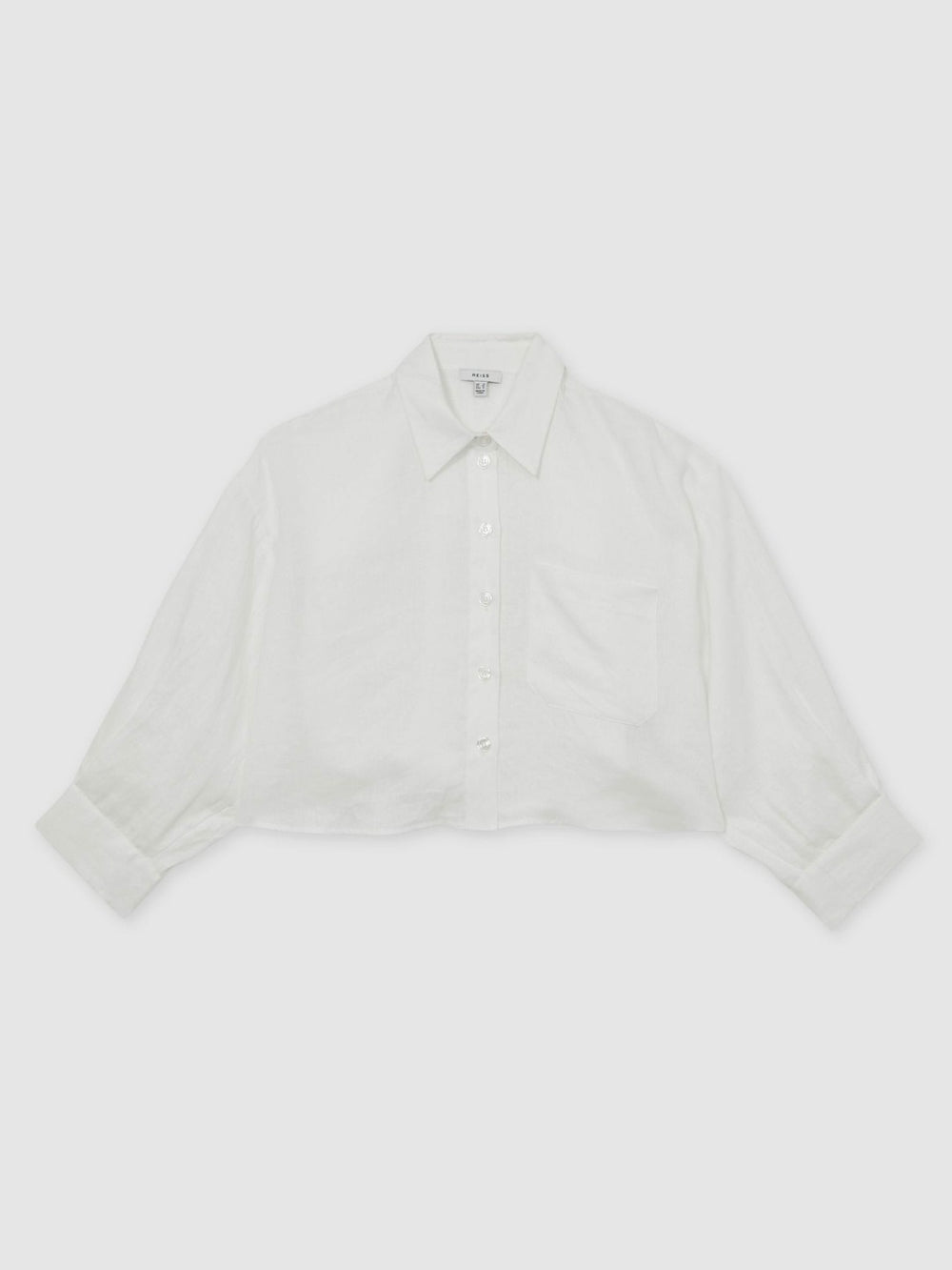 Oversize Linen Cropped Shirt in White