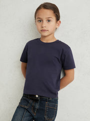 9-13 yrs Cotton Crew Neck T-Shirt in Navy