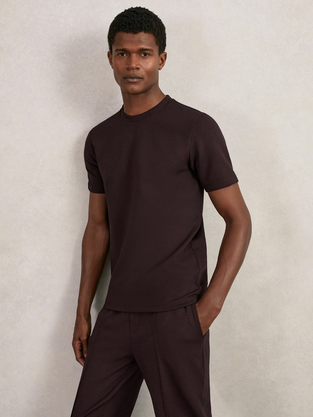 Interlock Jersey Crew Neck T-Shirt in Cherry Red