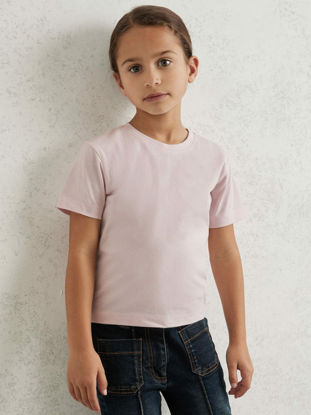 3-9 yrs Cotton Crew Neck T-Shirt in Pink