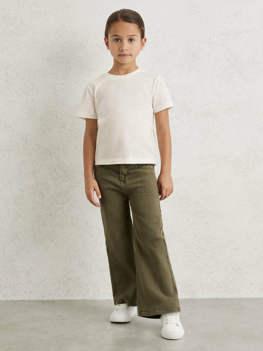 9-13 yrs Cotton Crew Neck T-Shirt in Ivory