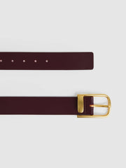 Leather Half Keeper Belt in Burgundy