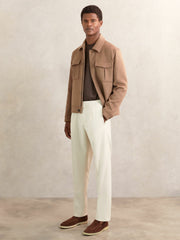 Tapered Drawstring Tailored Trousers in Ecru