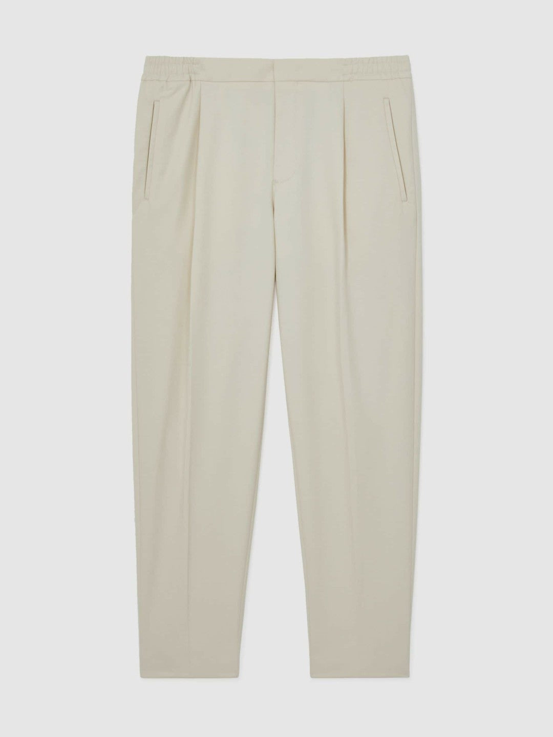Tapered Drawstring Tailored Trousers in Ecru
