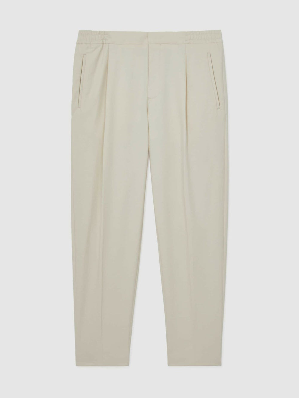 Tapered Drawstring Tailored Trousers in Ecru