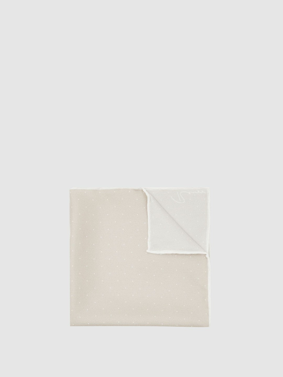 Silk Polka Dot Pocket Square in Champagne