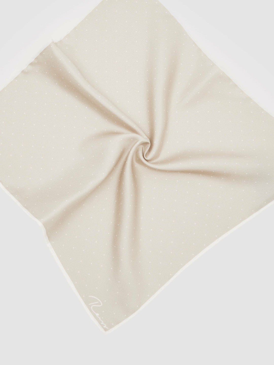 Silk Polka Dot Pocket Square in Champagne