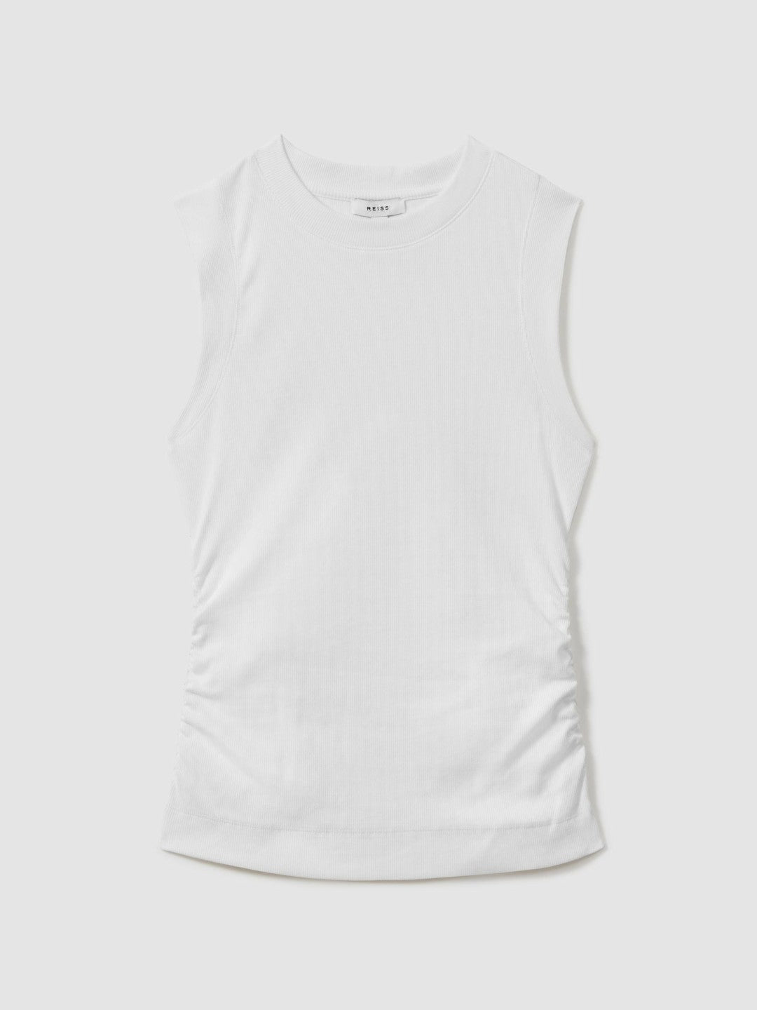 Ribbed Ruched Waist Vest in White