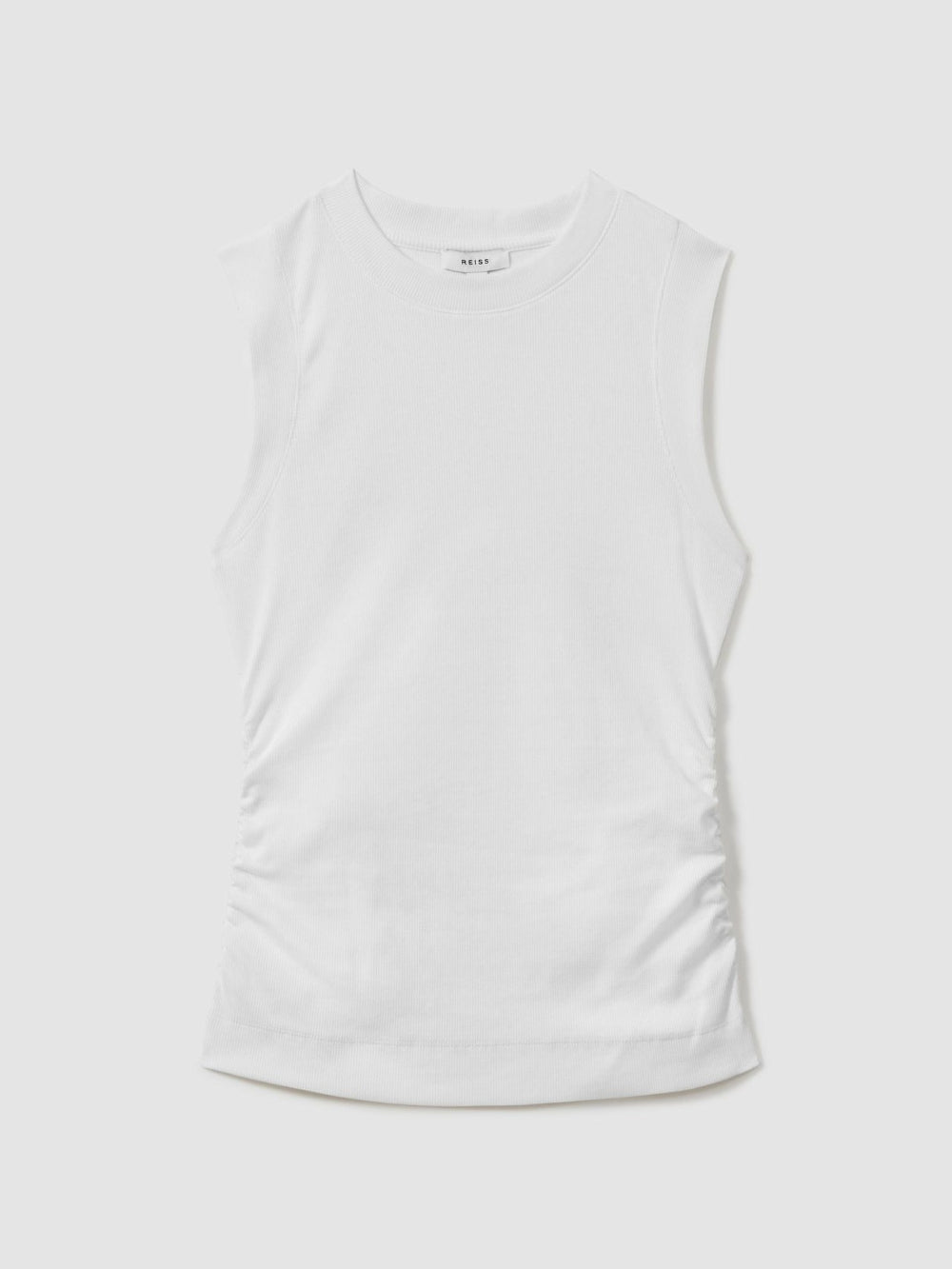 Ribbed Ruched Waist Vest in White