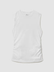 Ribbed Ruched Waist Vest in White