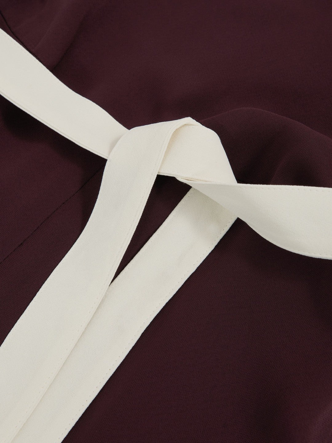 Colourblock Wide Leg Belted Jumpsuit in Burgundy/Cream