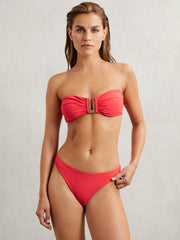 High Cut Bikini Bottoms in Coral Red