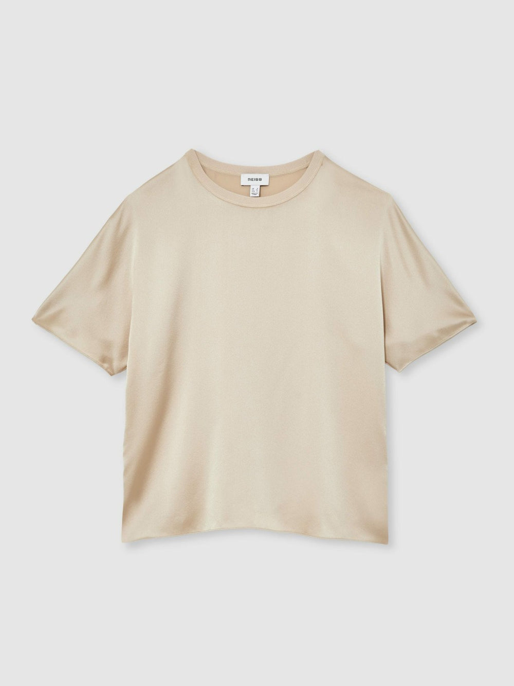 Silk Short-Sleeve Top in Champagne Neutral
