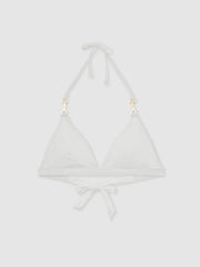 Triangle Halter Neck Bikini Top in White