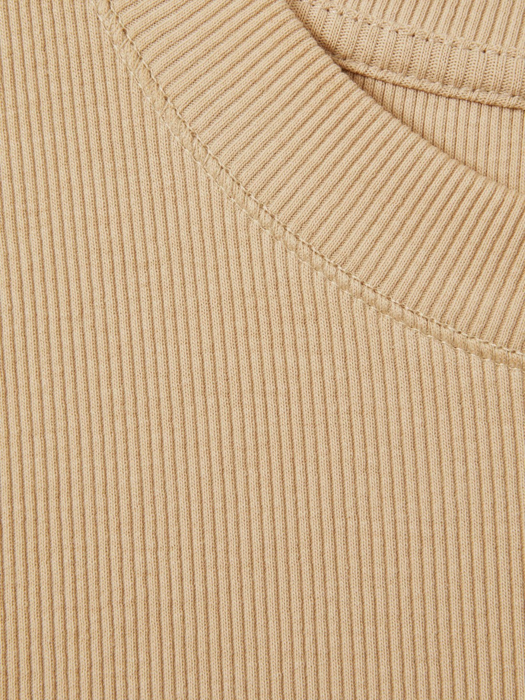 Fine-Rib Ruched Vest Top in Camel