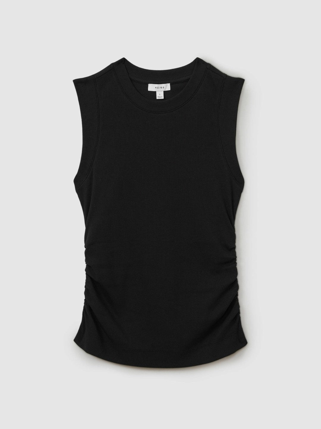 Ribbed Ruched Waist Vest in Black