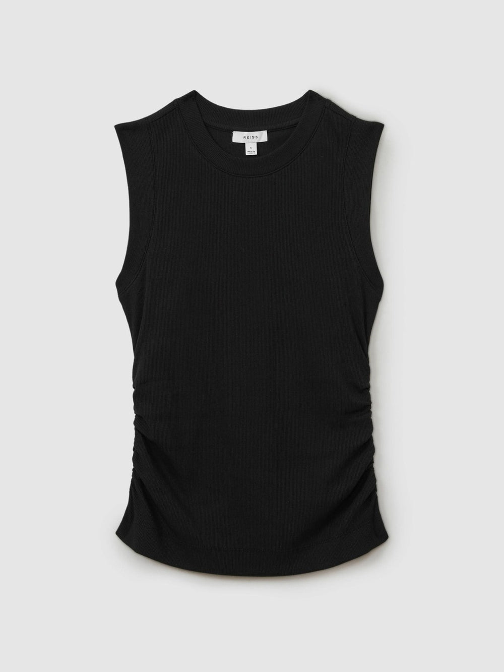 Ribbed Ruched Waist Vest in Black