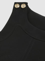 9-13 yrs Button-Detail Sleeveless Shift Dress in Black