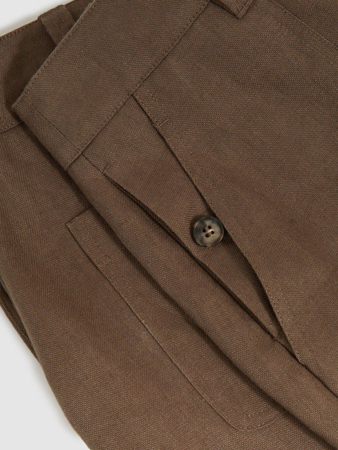 Petite Linen Wide Leg Trousers in Chocolate Brown