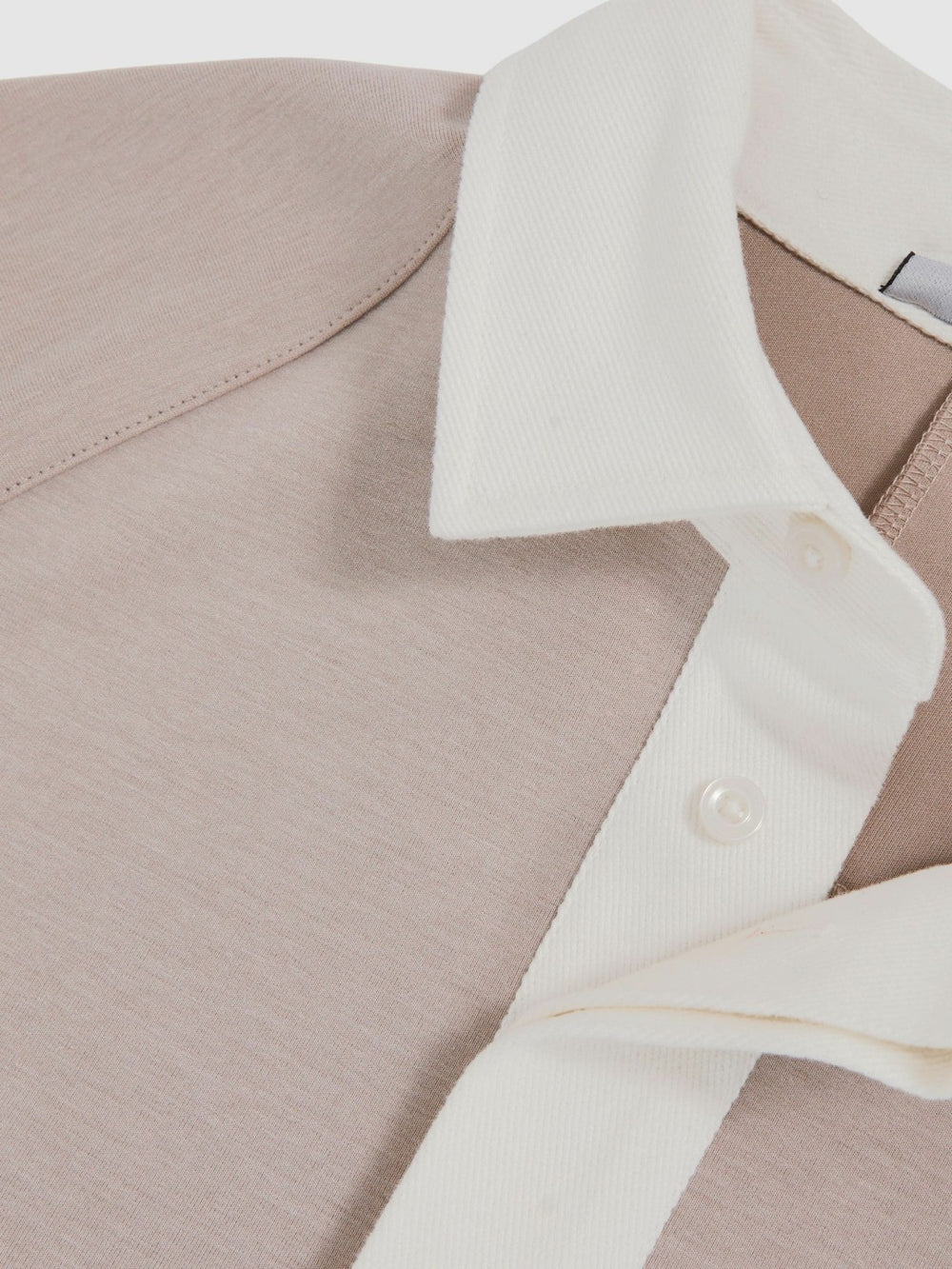 Colour Block Rugby Shirt in Oatmeal/White