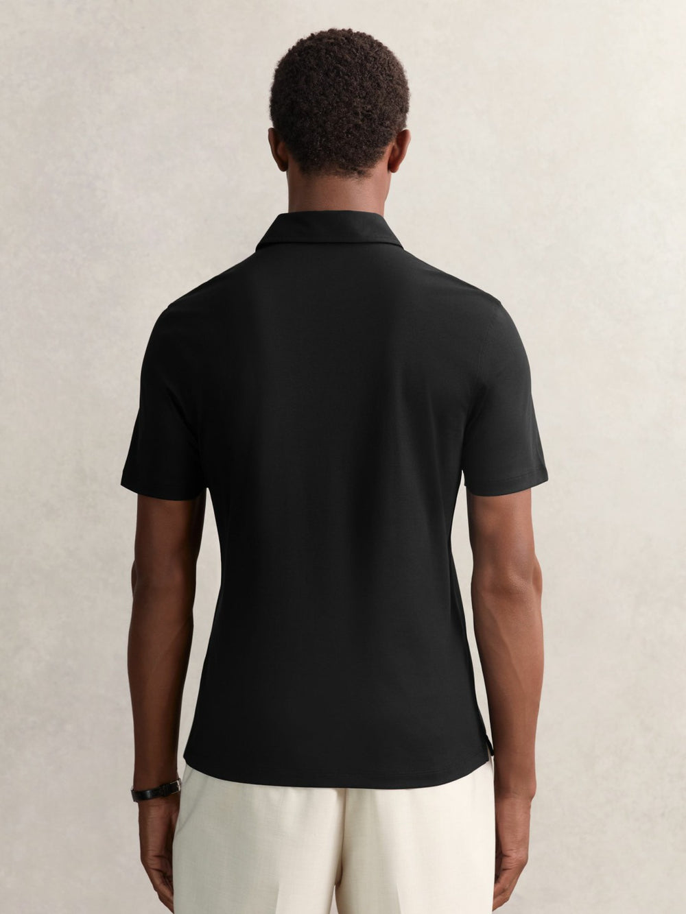 Cotton Short-Sleeve Polo Shirt in Black