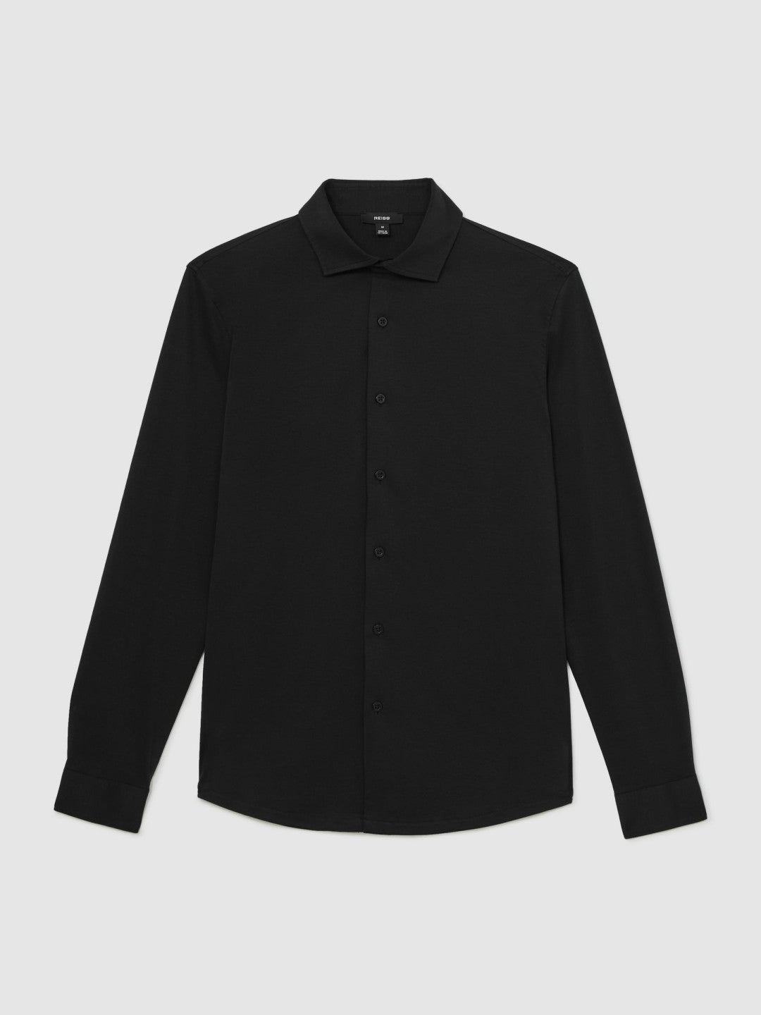 Cotton-Jersey Button-Through Shirt in Black