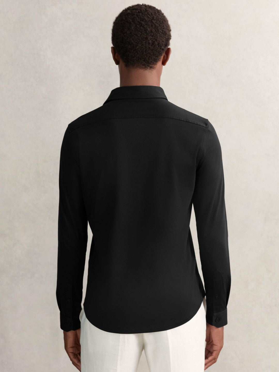 Cotton-Jersey Button-Through Shirt in Black